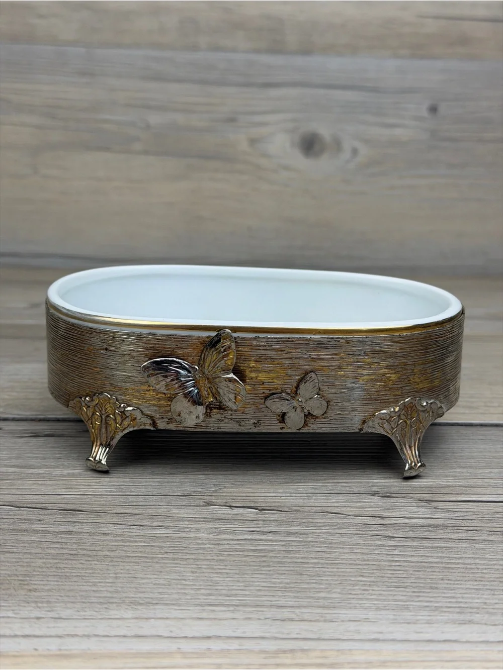 Vintage MCM Stylebuilt 24K Gold Plated Butterfly Soap Dish